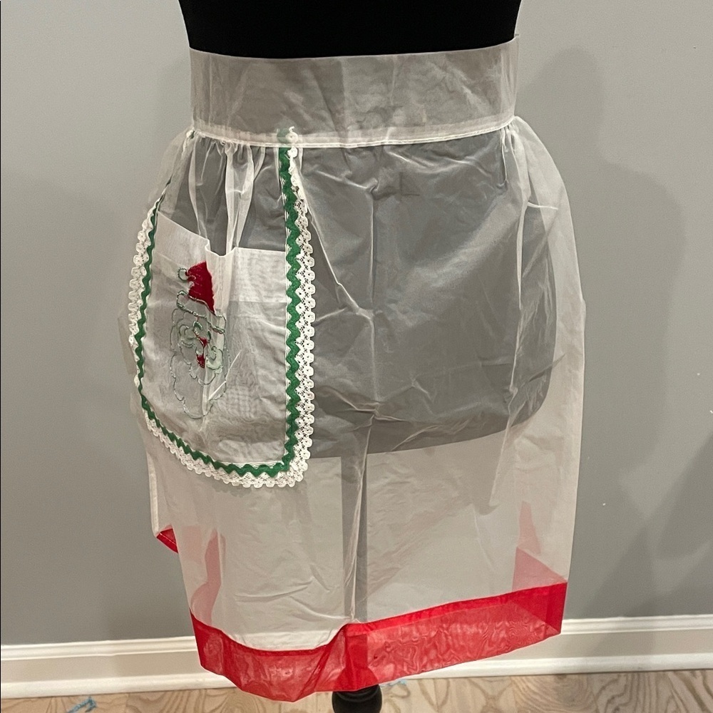 Festive White and Red Women's nylon apron vintage